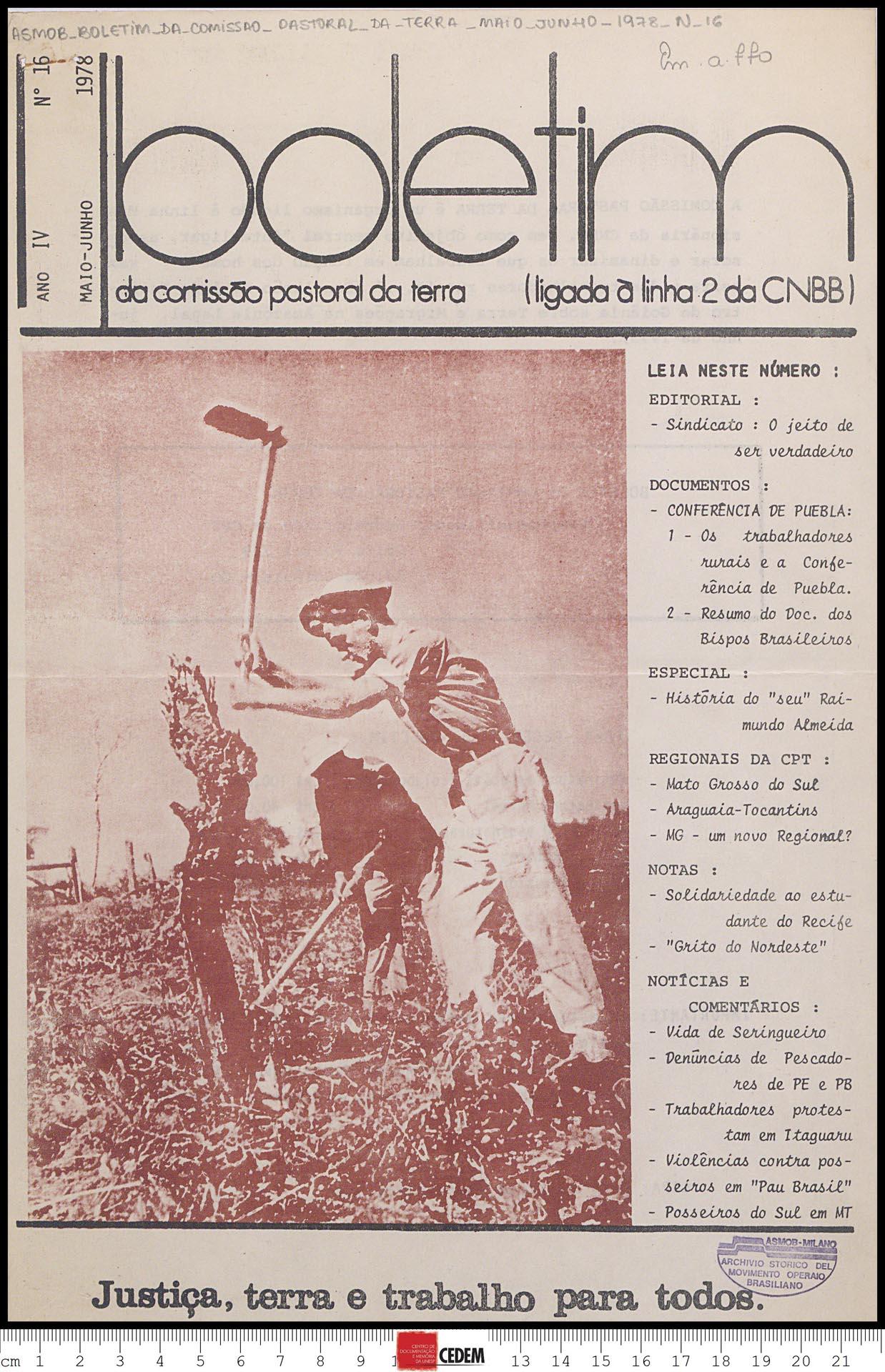 Boletim Pastoral Comissão da Terra - 16 - mai. jun. 1978