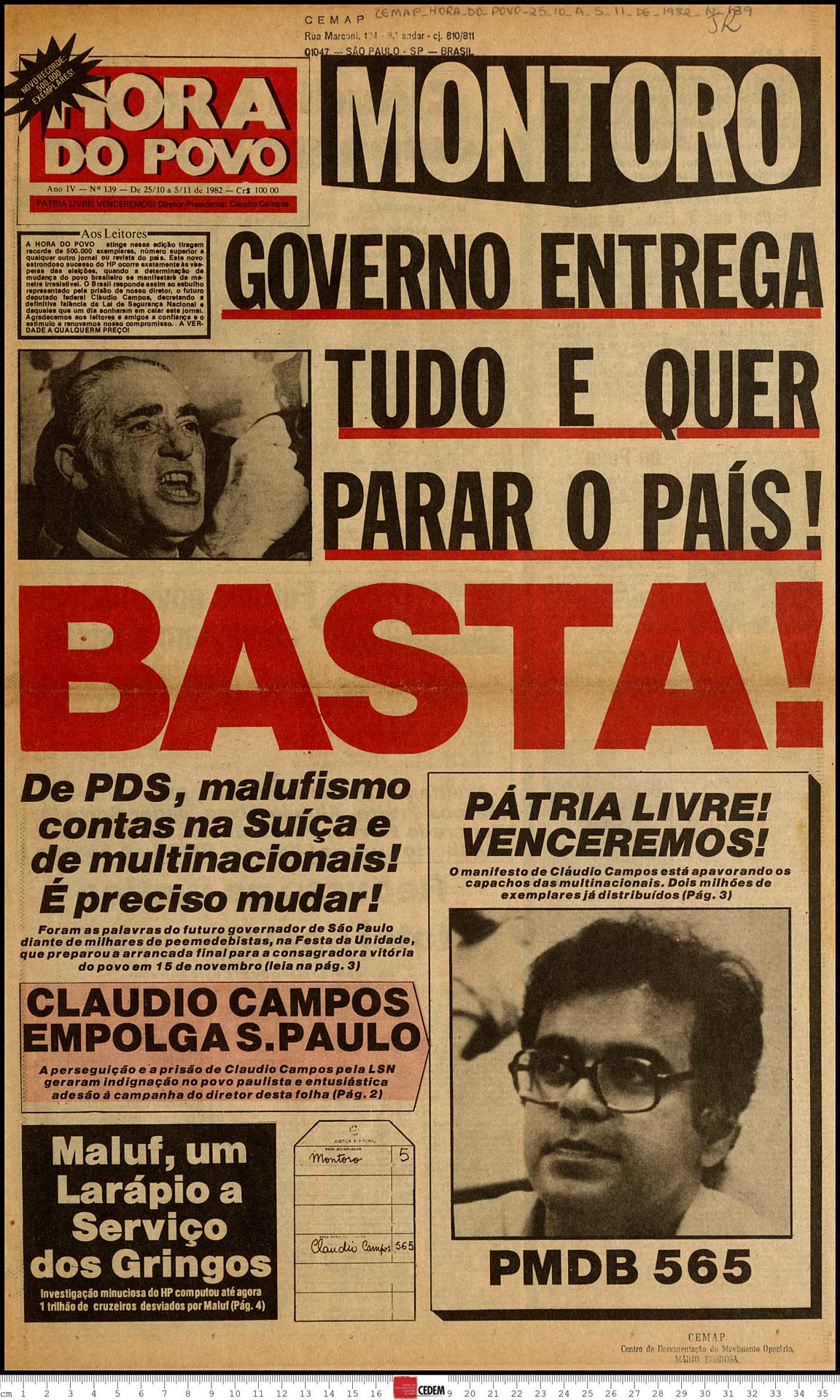 Hora do Povo - 139 - 25 de out. a 5 de nov. 1982