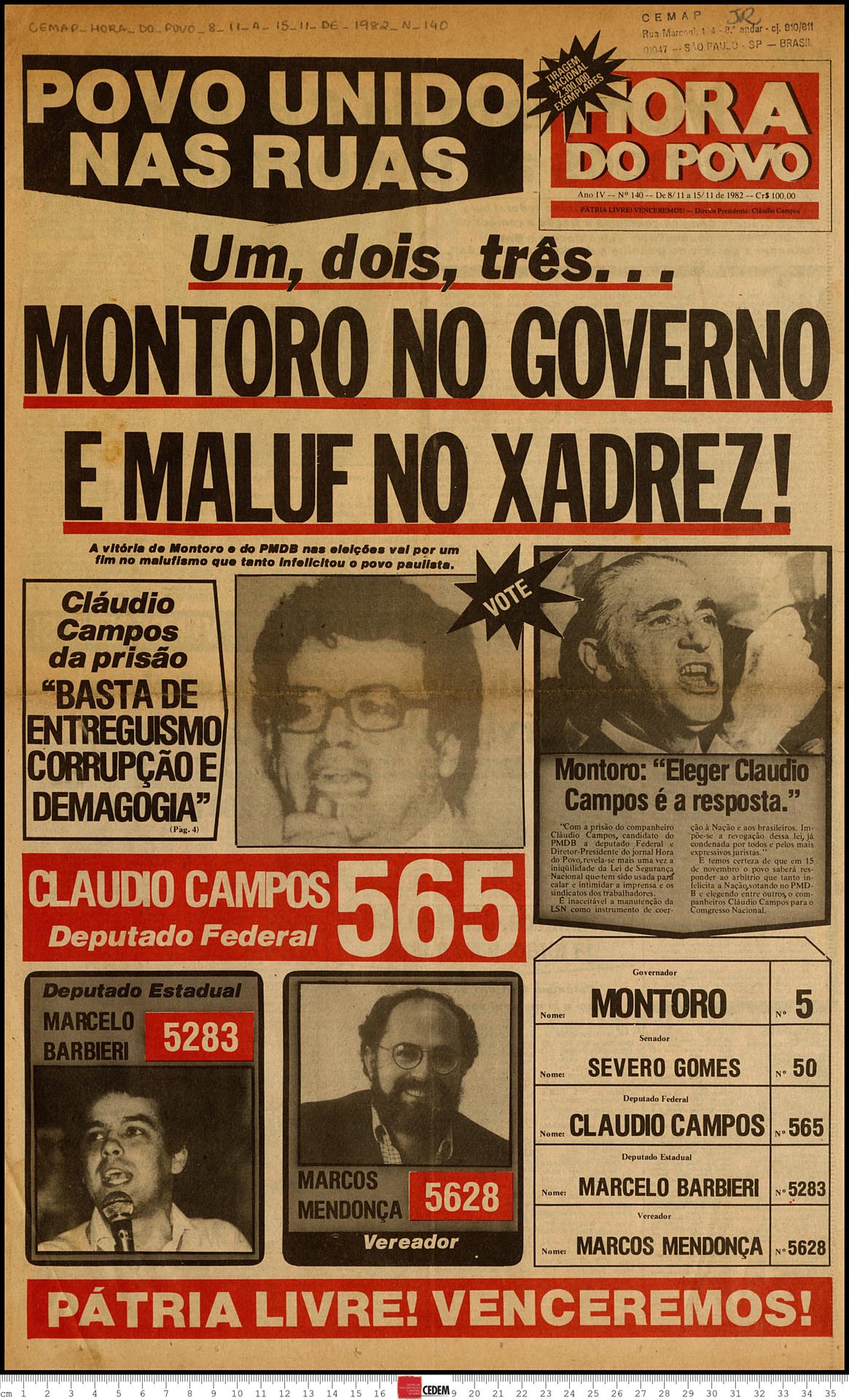 Hora do Povo - 140 - 8 a 15 de nov. 1982