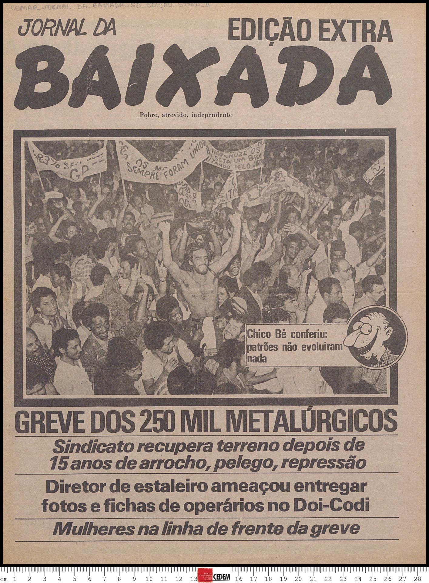 Capa do Jornal da Baixada, edição extra