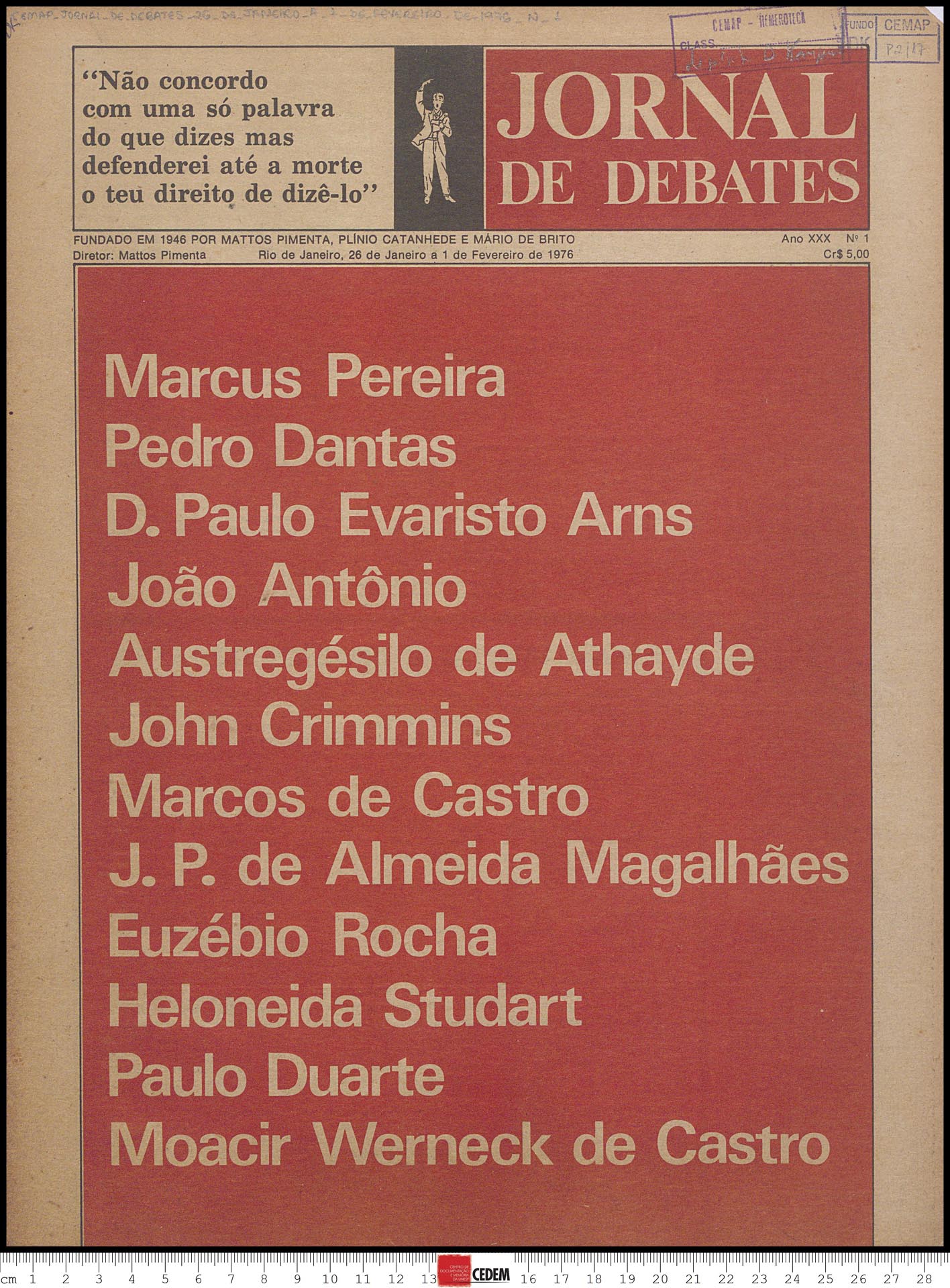 Jornal de debates - 1 - jan. a fev./76