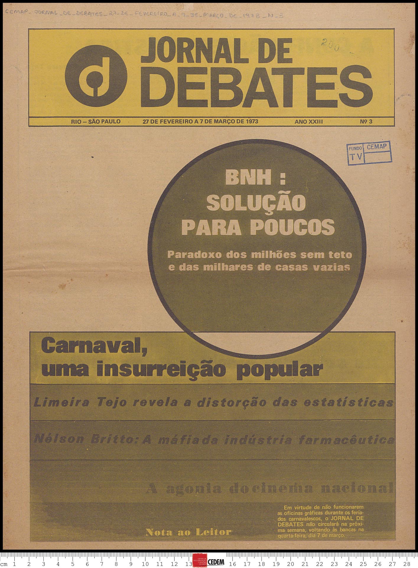 Jornal de debates - 3 - fev. a mar./73