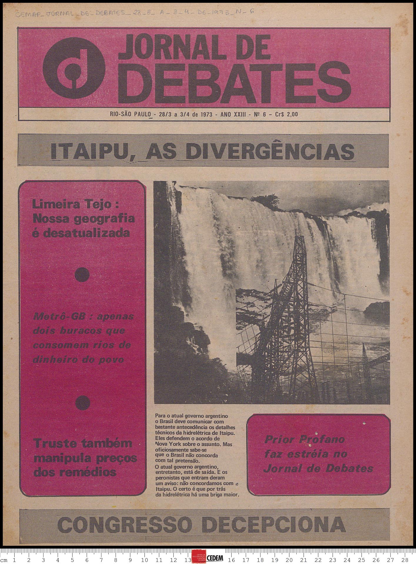 Jornal de debates - 6 - mar. a abr./73