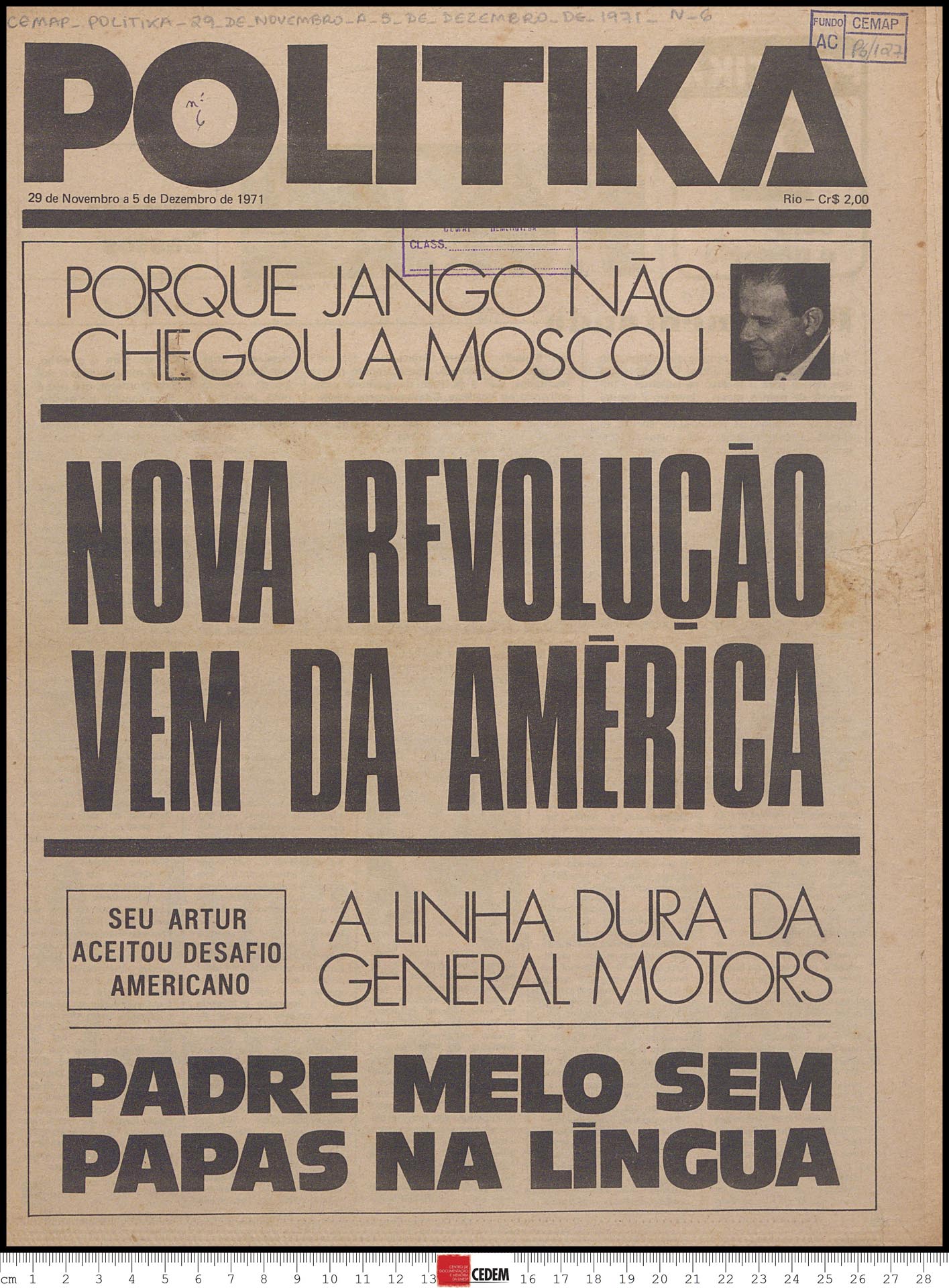 Politika - 6 - 29 de nov. a 5 de dez. 1971