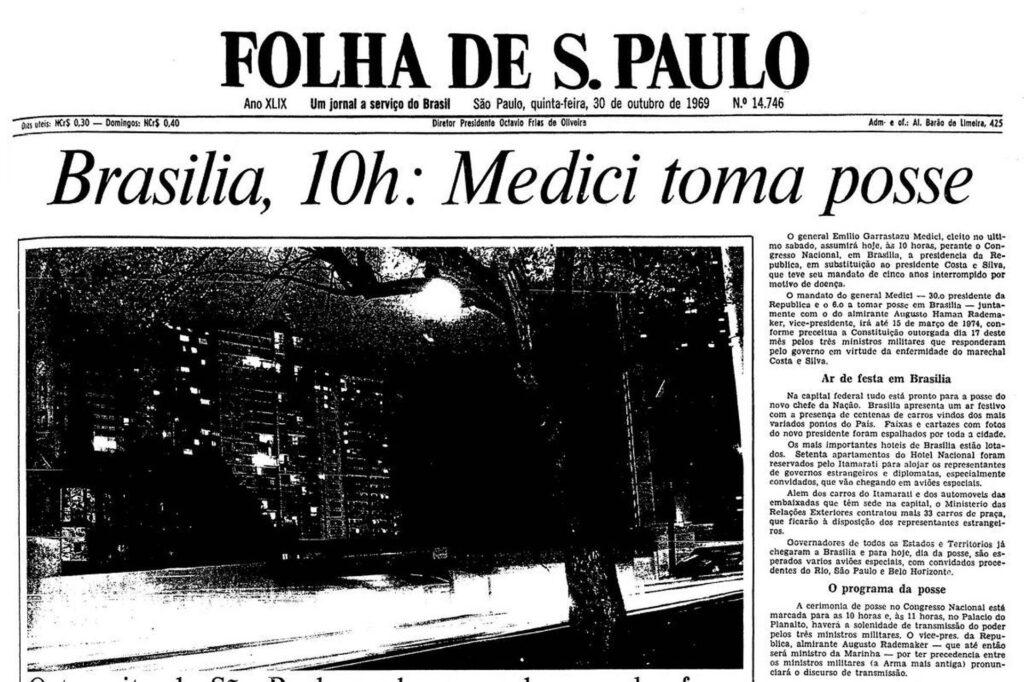 Matéria principal da edição do Estado de São Paulo no dia 14 de dezembro de 1968. A imposição do AI-5 foi um marco na extensão da vigilância, repressão e assassinatos perpetrados pelos órgãos de Estado