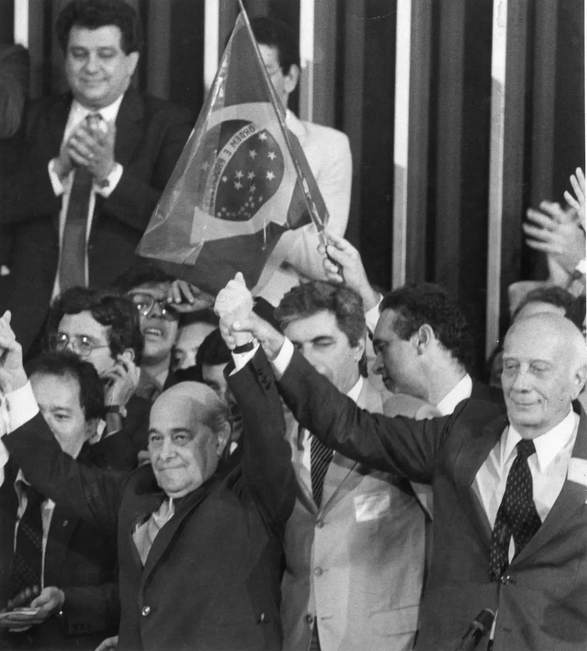 Tancredo Neves e Ulysses Guimarães no Congresso Nacional