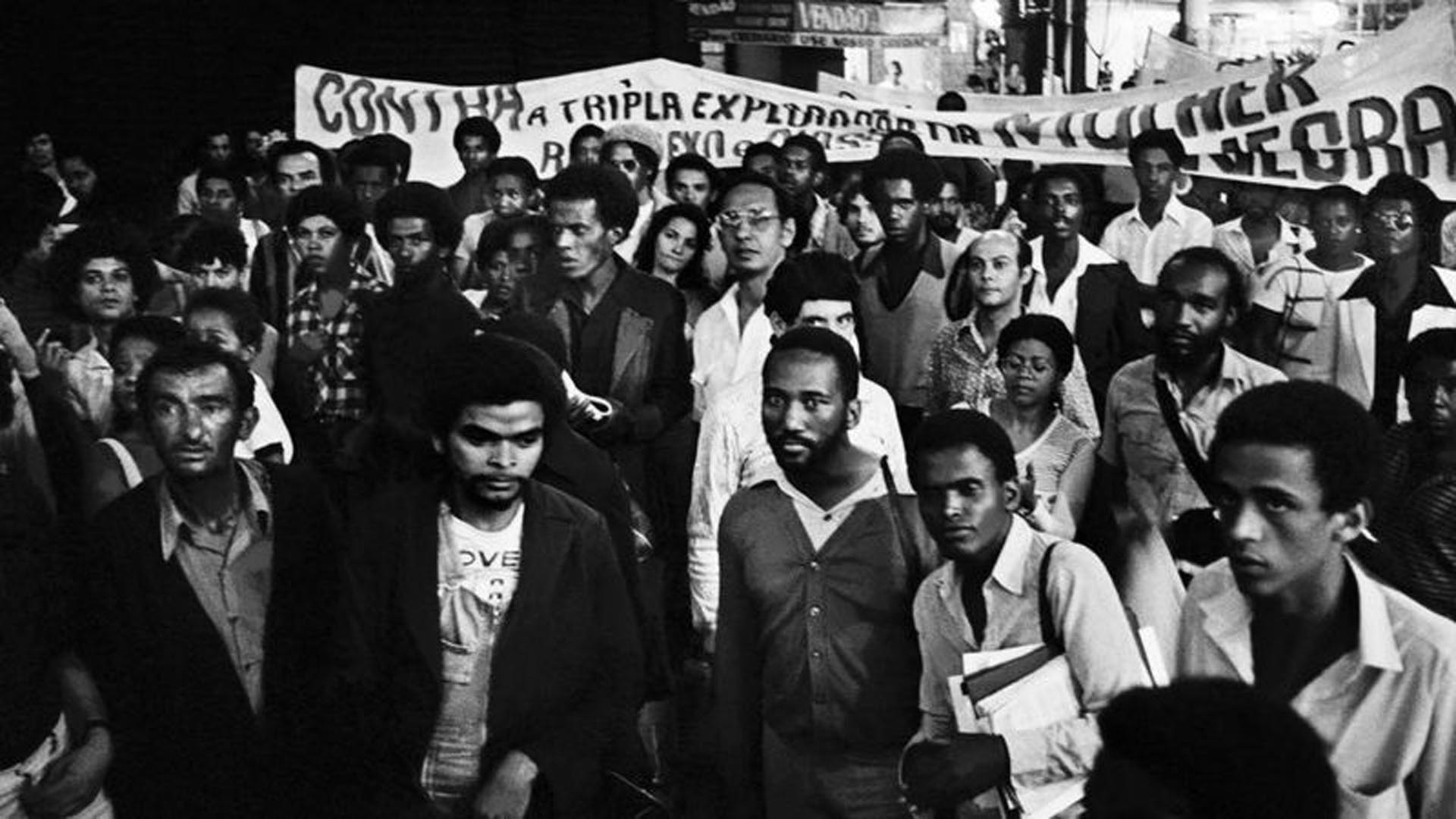 Ato em São Paulo contra a Lei Afonso Arinos em 1980