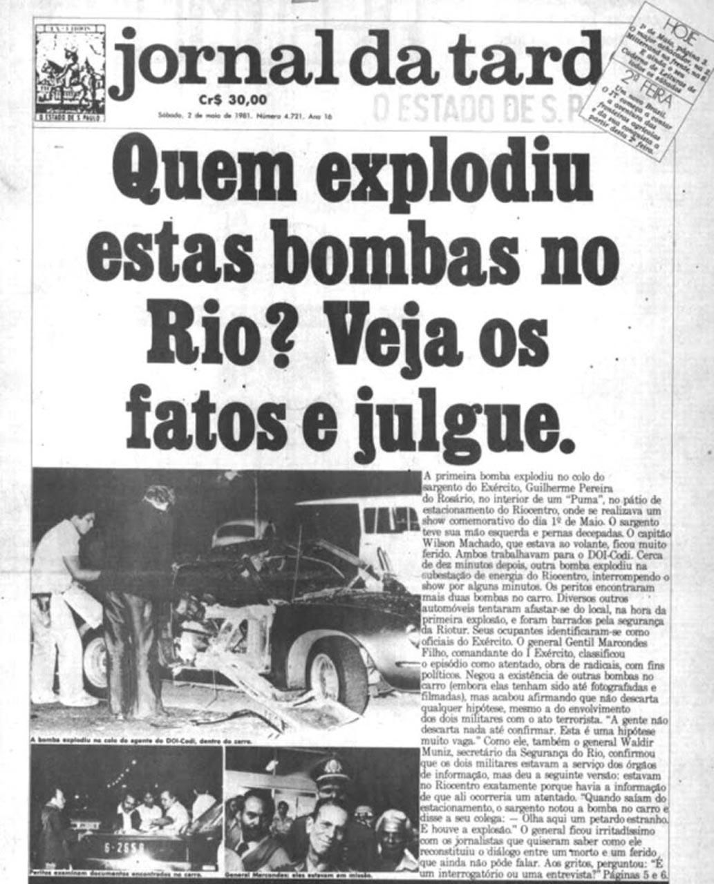 Machete sobre o Atentado do Riocentro no Jornal da Tarde