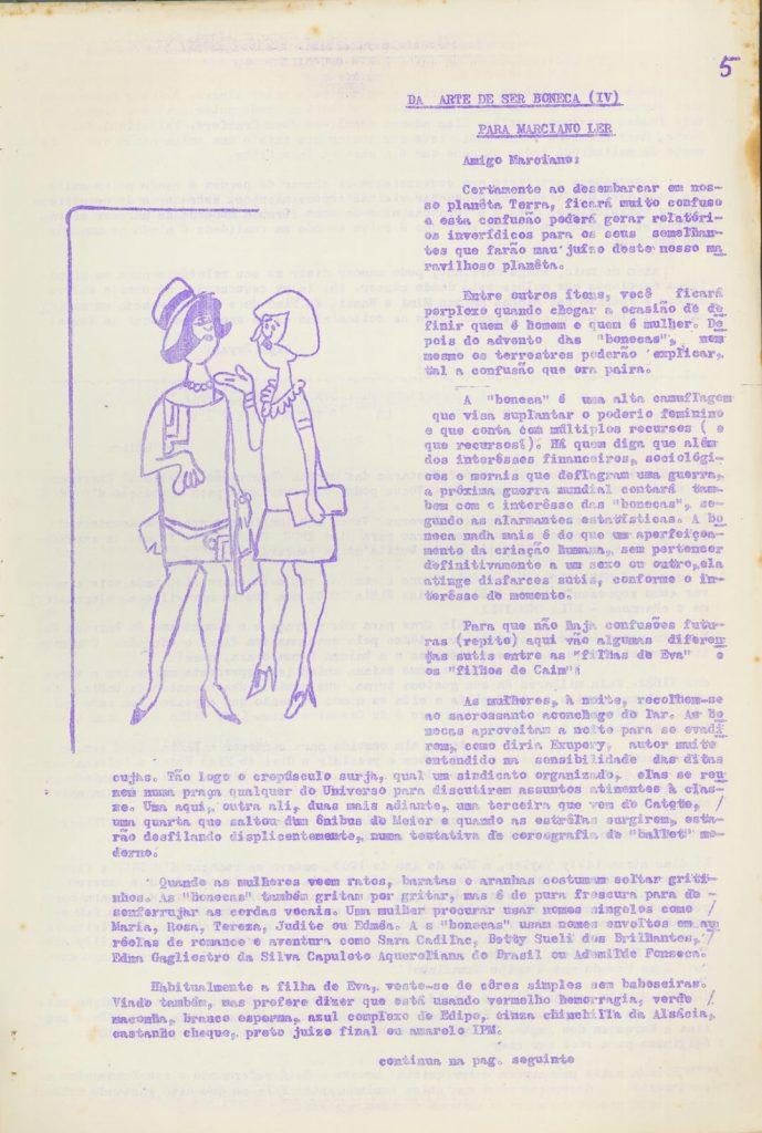 "Da arte de ser boneca (IV). Para marciano ler". Snob. Ano IV, n. 7, 1966. Arquivo Edgard Leurenroth/Unicamp.