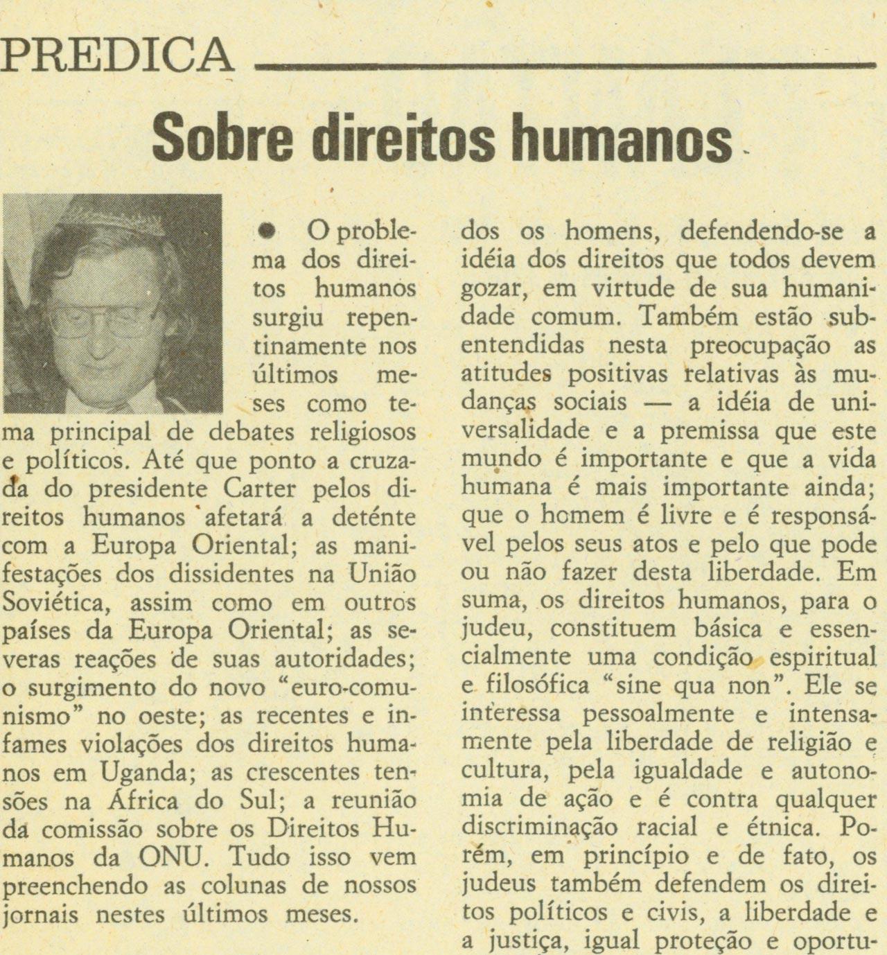 Prédica publicada em Resenha Judaica. Fundo Pessoal Henry Sobel, Museu Judaico de São Paulo FP0016-Cx.38_007